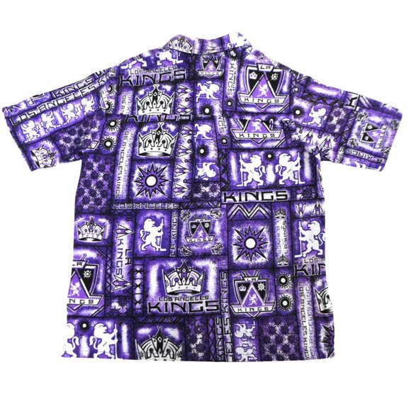 Vintage Hawaiian Ke Nui Bark Cloth Boys Shirt LA Los Angeles Kings Patchwork USA - Picture 3 of 5